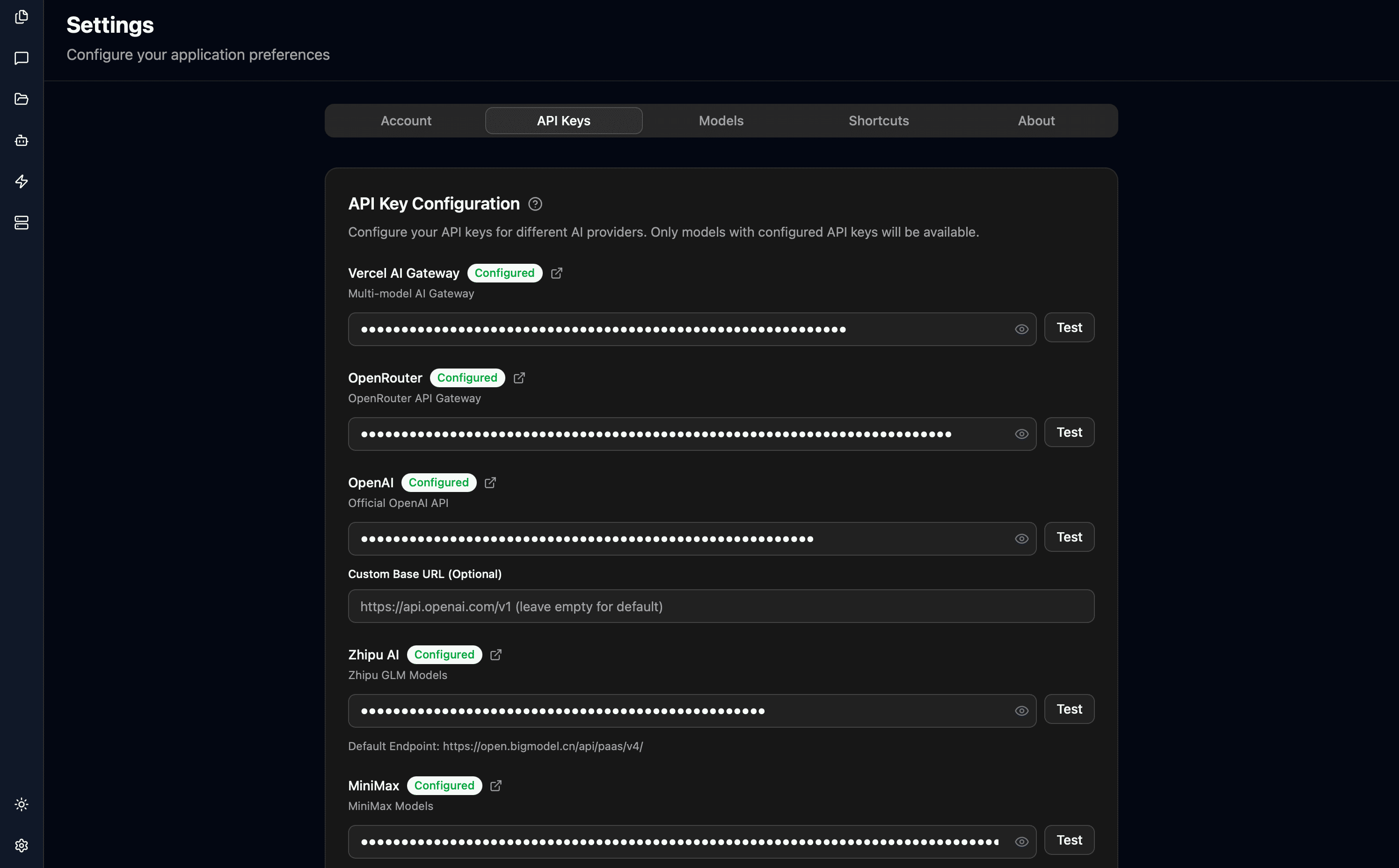 API Keys Configuration