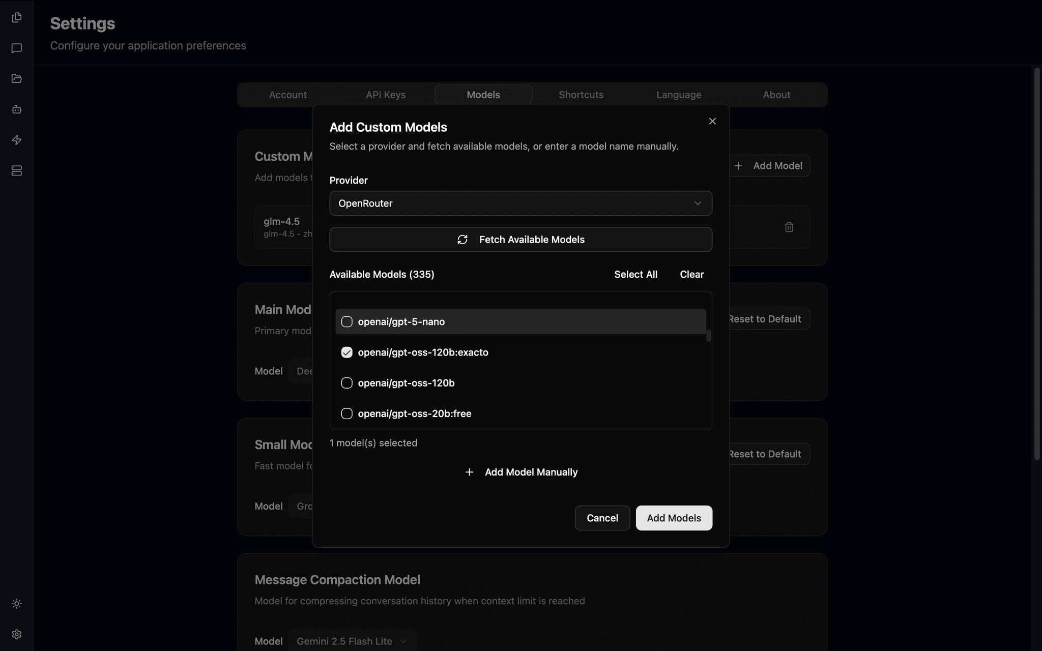 AI Model Settings