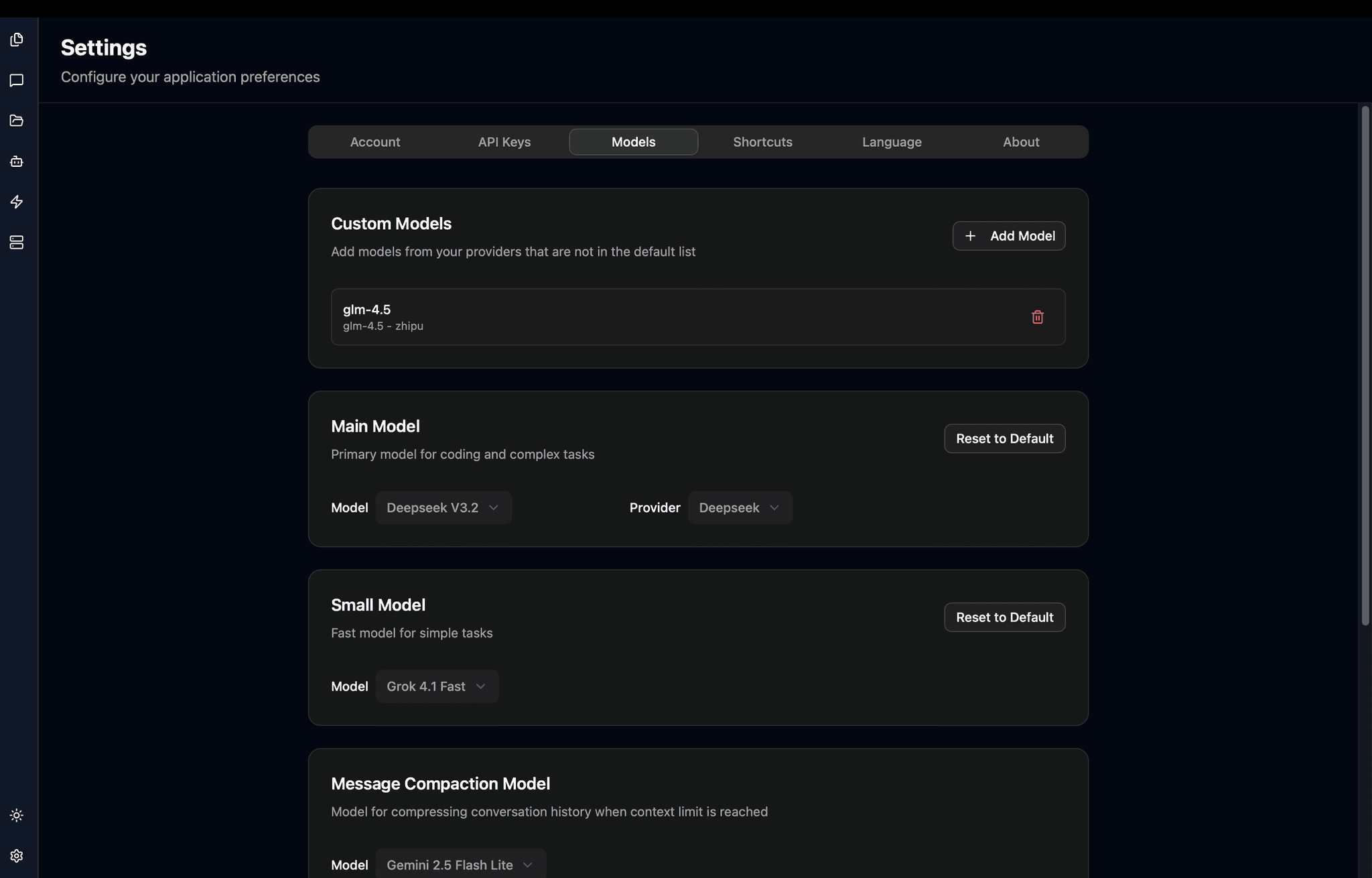 AI Model Settings