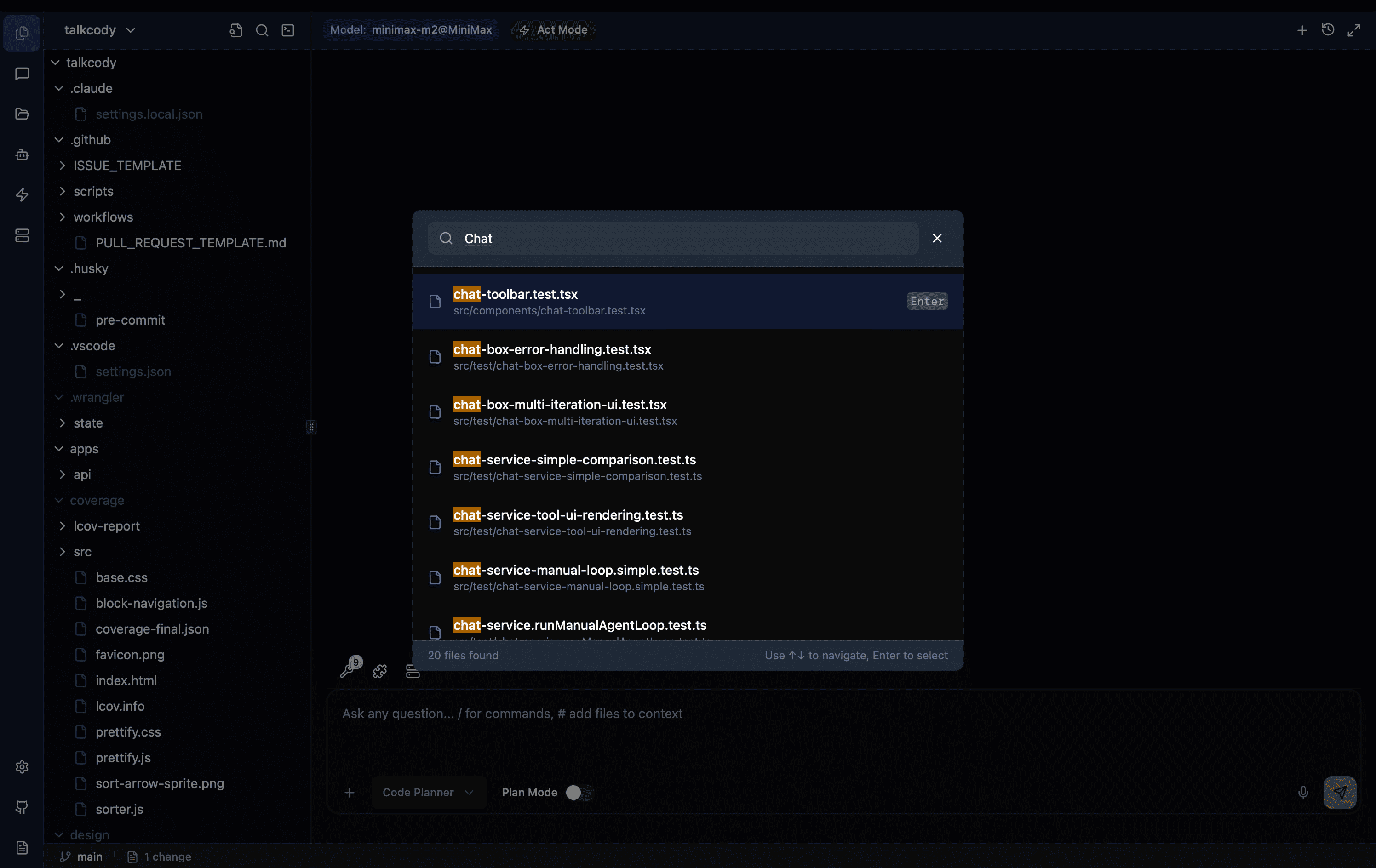 TalkCody Search Features